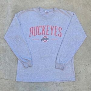 Ohio State Mens Size L Grey Hanes Graphic print Longsleve tshirt